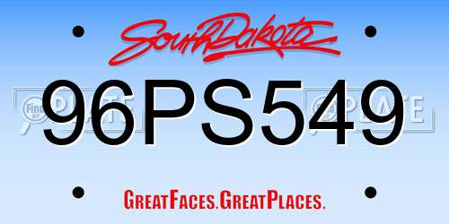 96PS549 South Dakota License Plate