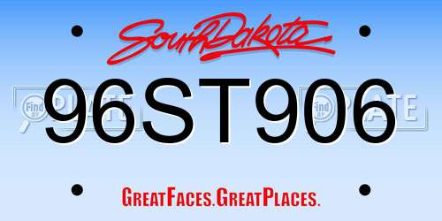 96ST906 South Dakota License Plate