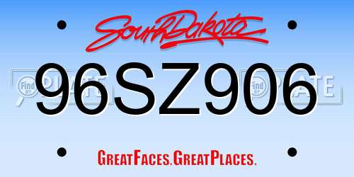 96SZ906 South Dakota License Plate