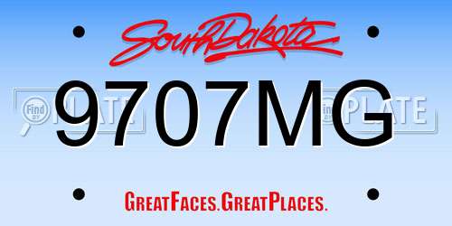 9707MG South Dakota License Plate