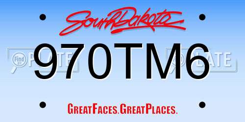 970TM6 South Dakota License Plate