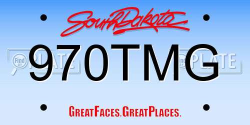 970TMG South Dakota License Plate