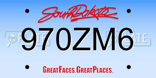 970ZM6 South Dakota License Plate