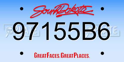 97155B6 South Dakota License Plate