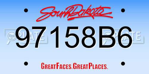 97158B6 South Dakota License Plate