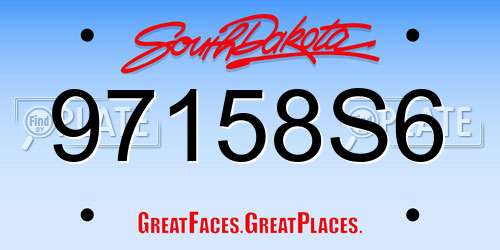 97158S6 South Dakota License Plate