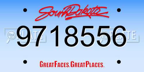 9718556 South Dakota License Plate