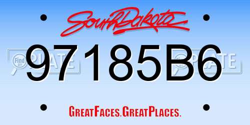 97185B6 South Dakota License Plate