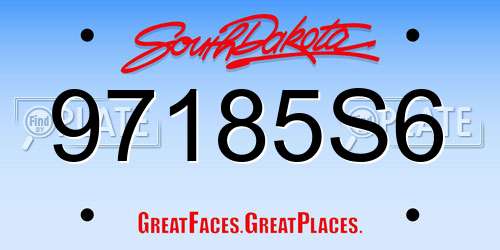 97185S6 South Dakota License Plate