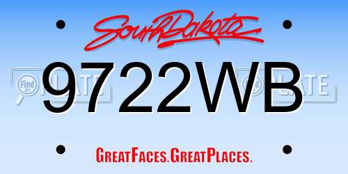 9722WB South Dakota License Plate