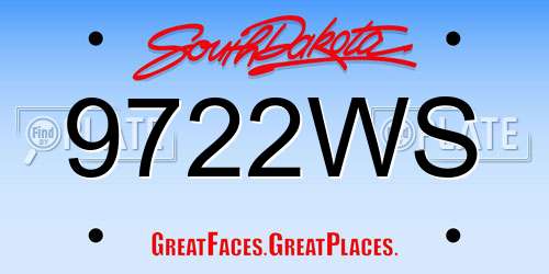 9722WS South Dakota License Plate
