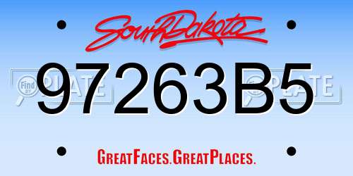 97263B5 South Dakota License Plate