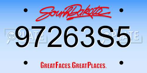 97263S5 South Dakota License Plate
