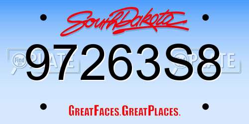 97263S8 South Dakota License Plate