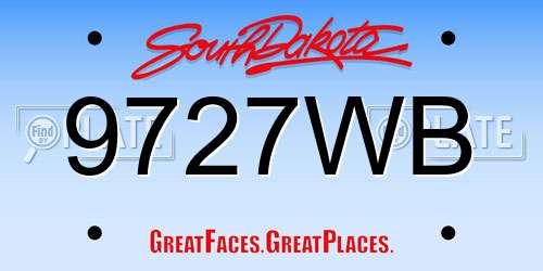 9727WB South Dakota License Plate