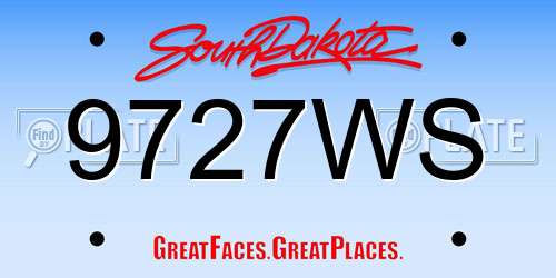 9727WS South Dakota License Plate