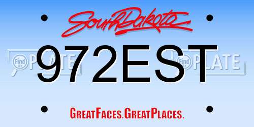 972EST South Dakota License Plate
