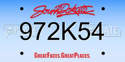 972K54 South Dakota License Plate