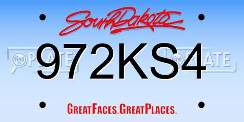 972KS4 South Dakota License Plate
