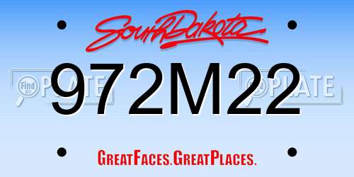 972M22 South Dakota License Plate