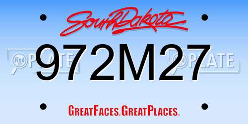 972M27 South Dakota License Plate