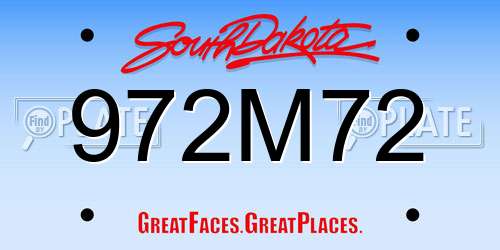 972M72 South Dakota License Plate