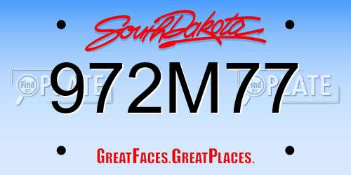 972M77 South Dakota License Plate