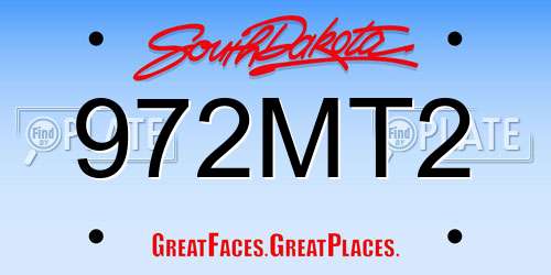 972MT2 South Dakota License Plate
