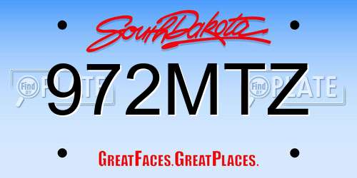972MTZ South Dakota License Plate