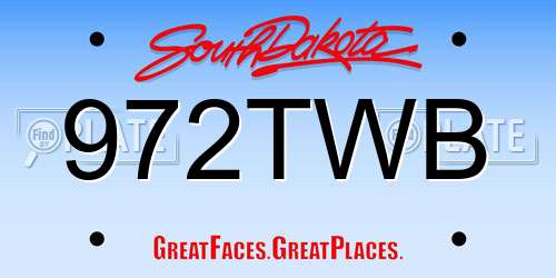 972TWB South Dakota License Plate