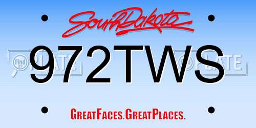 972TWS South Dakota License Plate