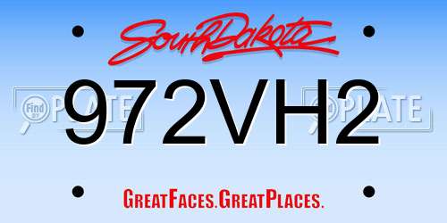972VH2 South Dakota License Plate