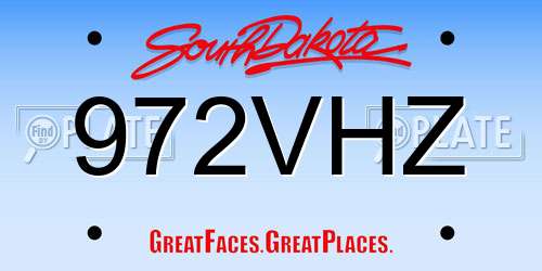972VHZ South Dakota License Plate
