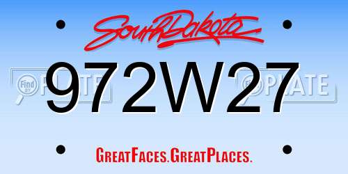 972W27 South Dakota License Plate