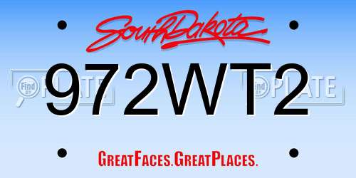 972WT2 South Dakota License Plate