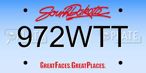 972WTT South Dakota License Plate