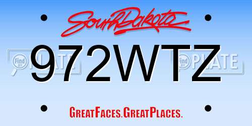 972WTZ South Dakota License Plate