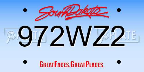 972WZ2 South Dakota License Plate