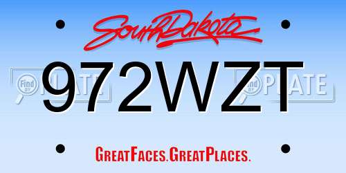 972WZT South Dakota License Plate