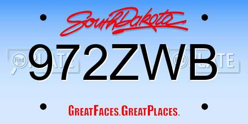 972ZWB South Dakota License Plate
