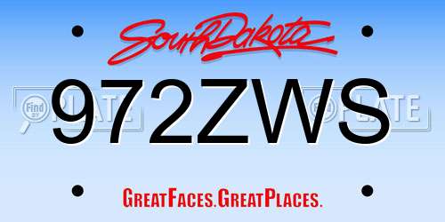 972ZWS South Dakota License Plate