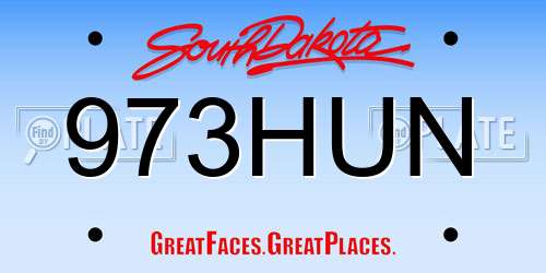 973HUN South Dakota License Plate