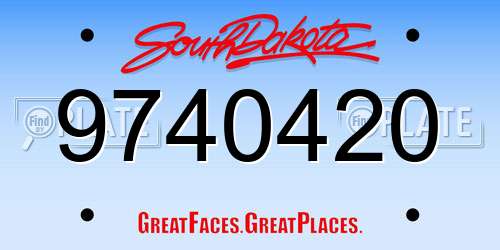 9740420 South Dakota License Plate