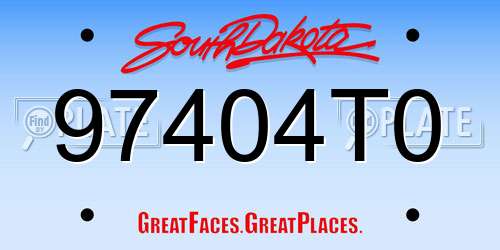 97404T0 South Dakota License Plate