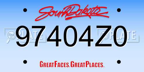 97404Z0 South Dakota License Plate