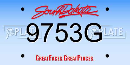9753G South Dakota License Plate