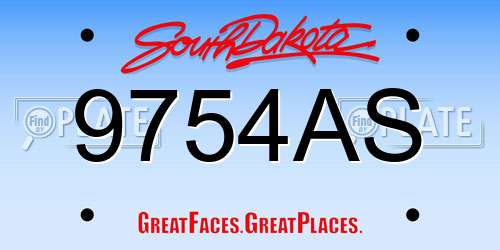 9754AS South Dakota License Plate
