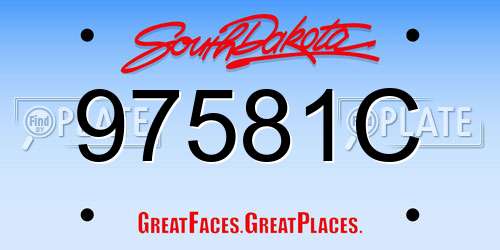 97581C South Dakota License Plate