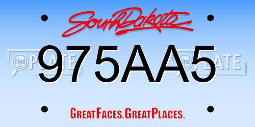 975AA5 South Dakota License Plate