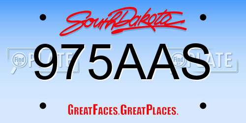 975AAS South Dakota License Plate